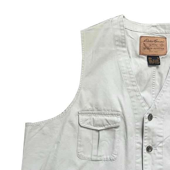 Eddie Bauer Men’s Khaki Tan Button Outdoor Vest with Pockets Size XL - Picture 3 of 7